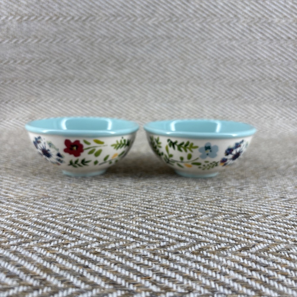 NEW Set Of 2 The Pioneer Woman Stoneware Dipping Bowls Kari / Blue